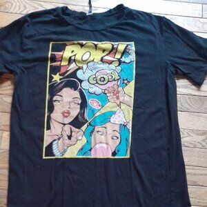 Honey Bum Cool Pop Graphic Tshirt Medium -Large EUC in Black.